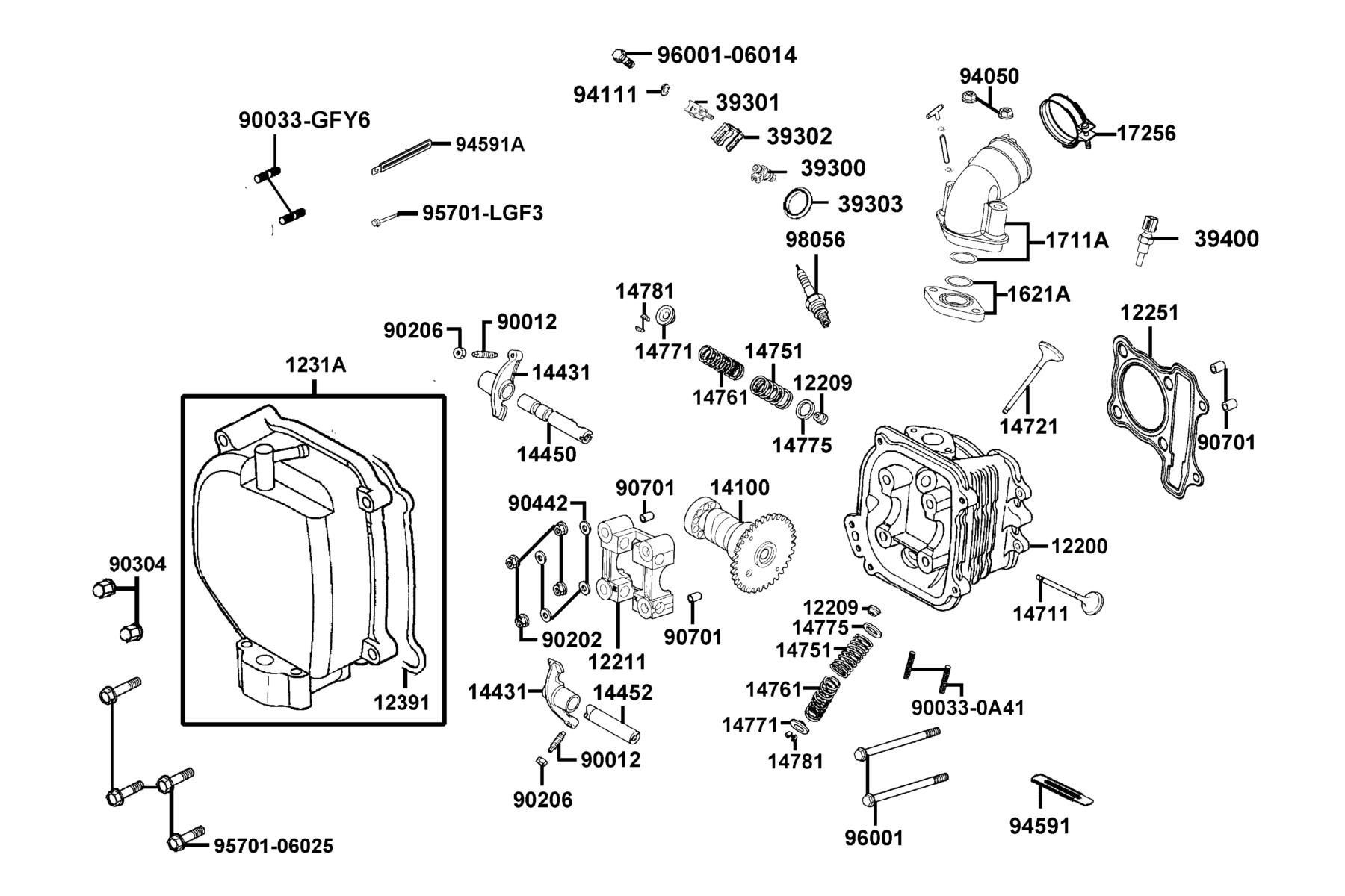 SUPER 8 R Cylinder Head parts diagram