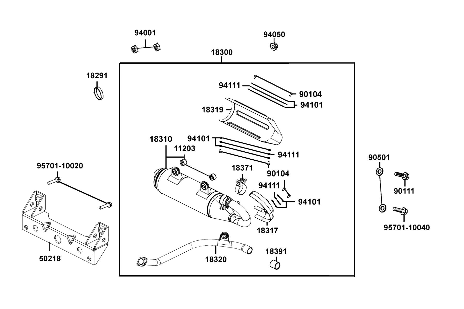 UXV 500i HE (2016~) Exhaust Muffler parts diagram