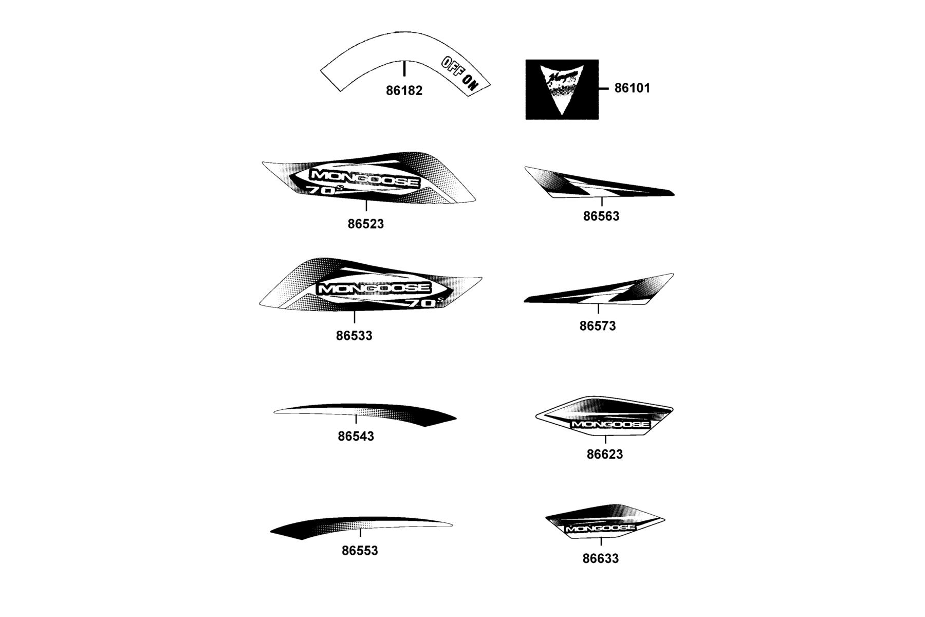Mongoose 70s(2018) Emblem●Stripe parts diagram