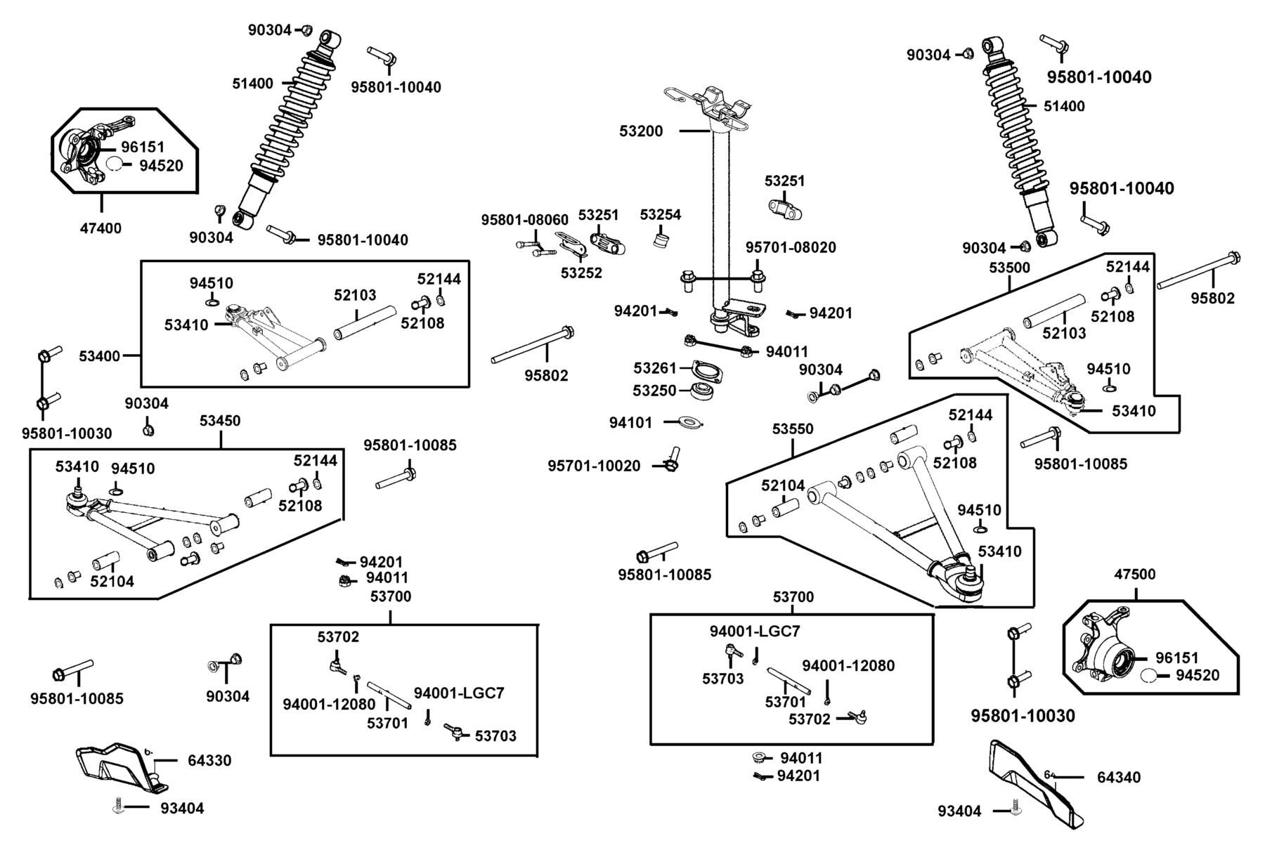 MXU 700i (2016~) Stem Steering parts diagram