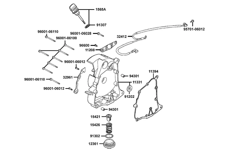 E04 Right Crankcase Cover parts diagram