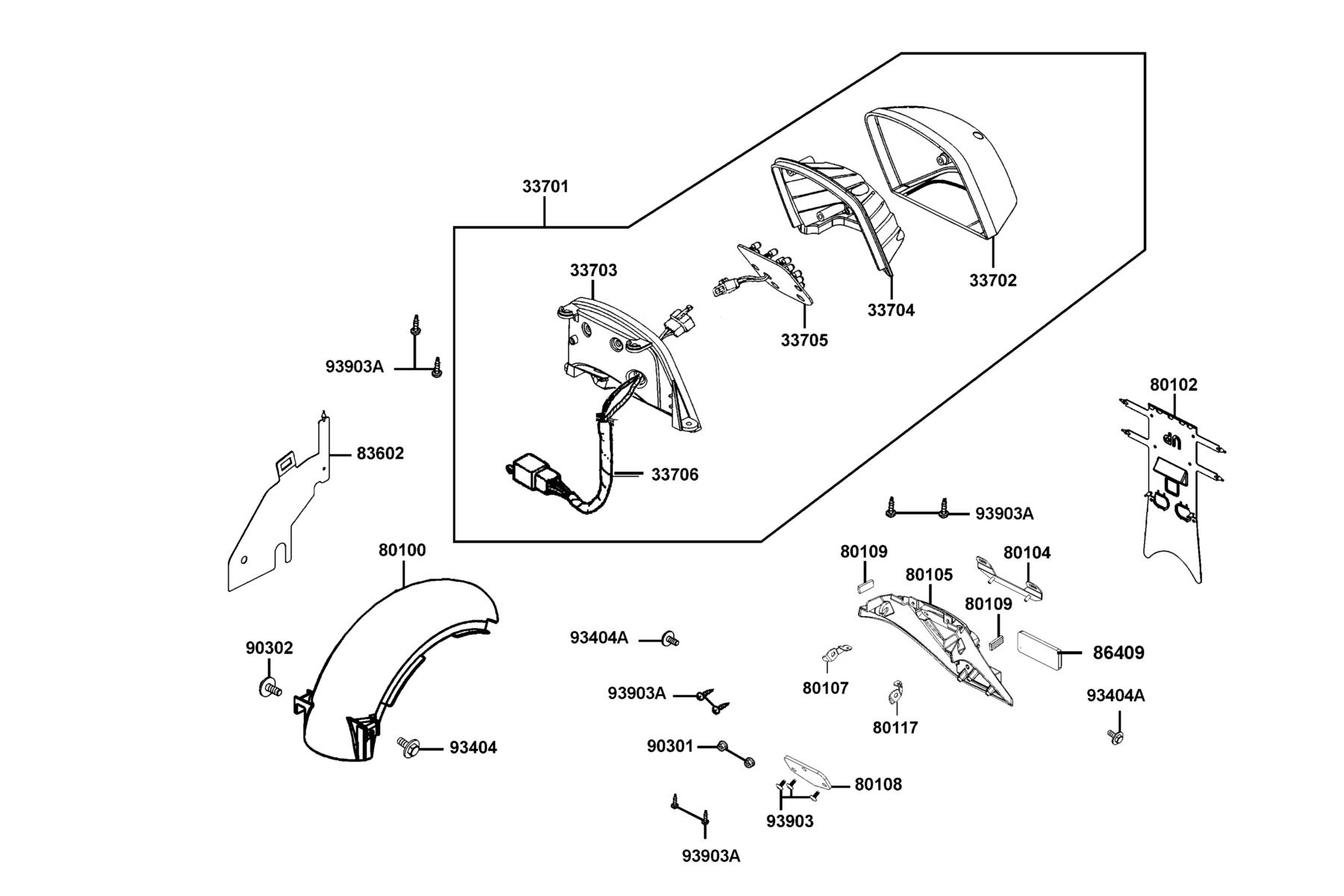 COMPAGNO 110i (2016~) Tail Light parts diagram
