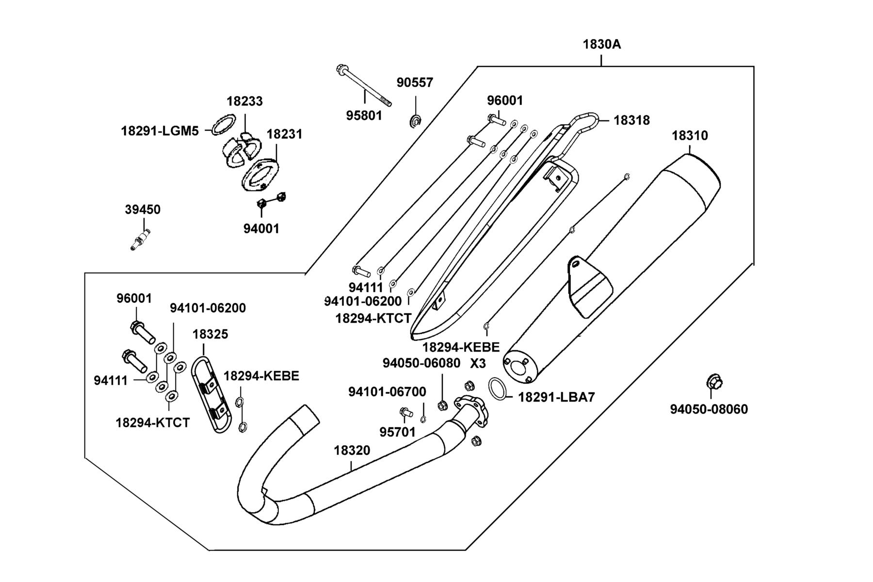 SPADE 150 FI(2020) Exhaust Muffler parts diagram
