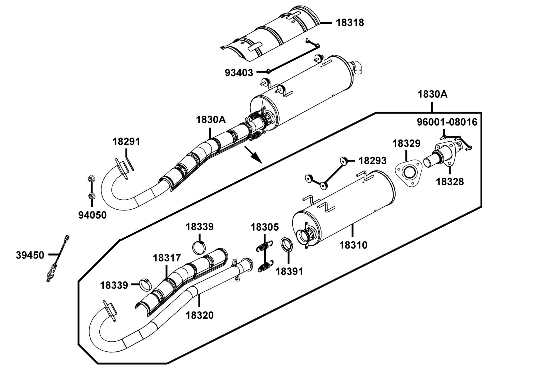 MXU 450 I 2026 EPA Exhaust Muffler parts diagram