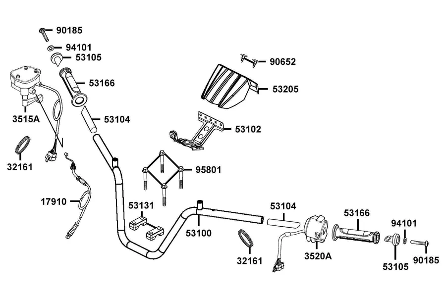 F03 Tube Handlebar parts diagram