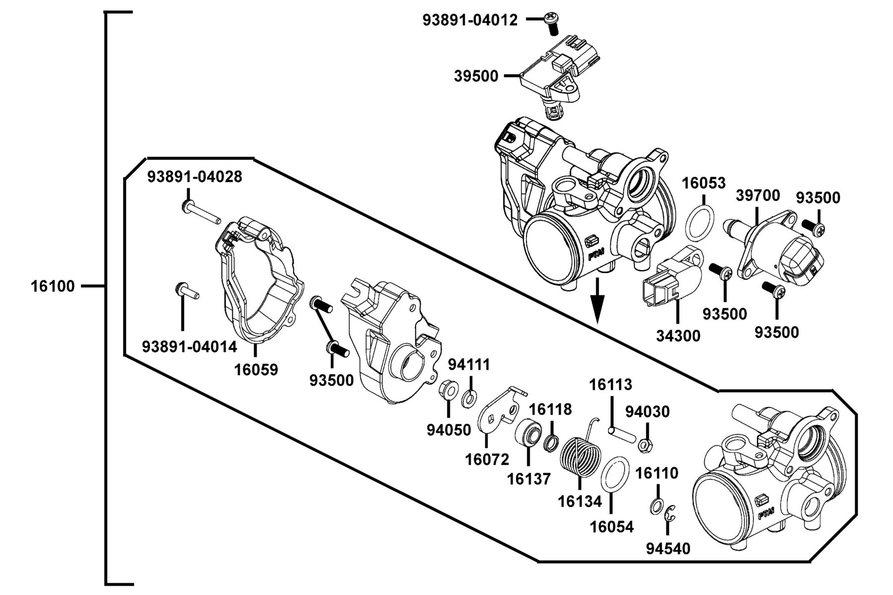 UXV 450i CAMO (2017~) Throttle Body Assy parts diagram