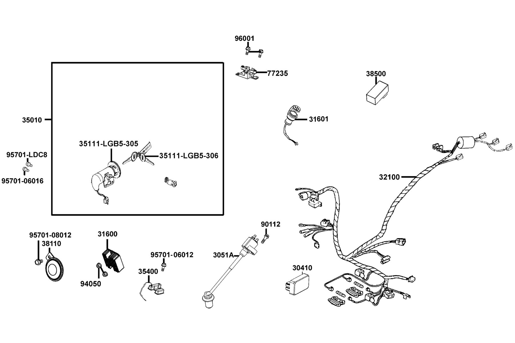 LIKE 50(2013~) Wire Harness parts diagram
