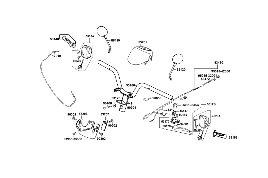 F03 Handle Steering and Handle Cover parts diagram