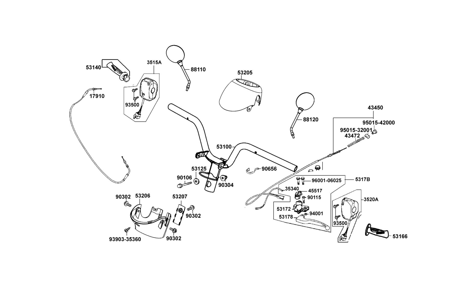 KYMCO SENTO 50 Handle Steering and Handle Cover parts diagram