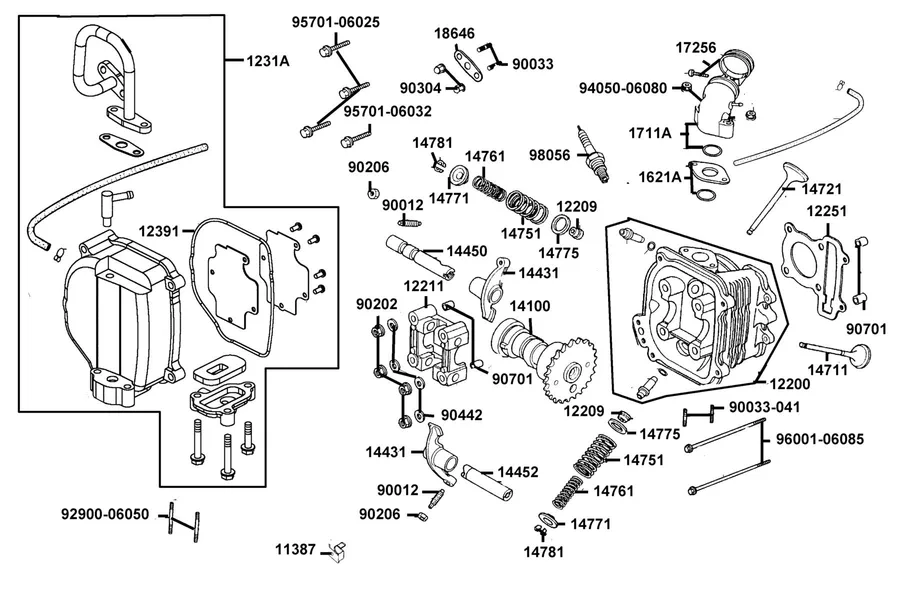 E02 Cylinder Head parts diagram
