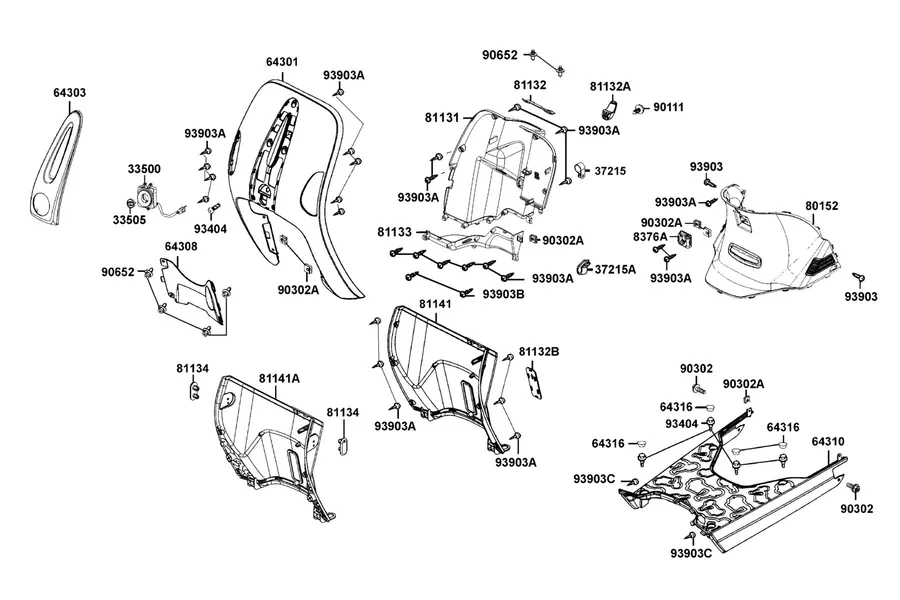 F05 Cover Set Front and Fender Front parts diagram