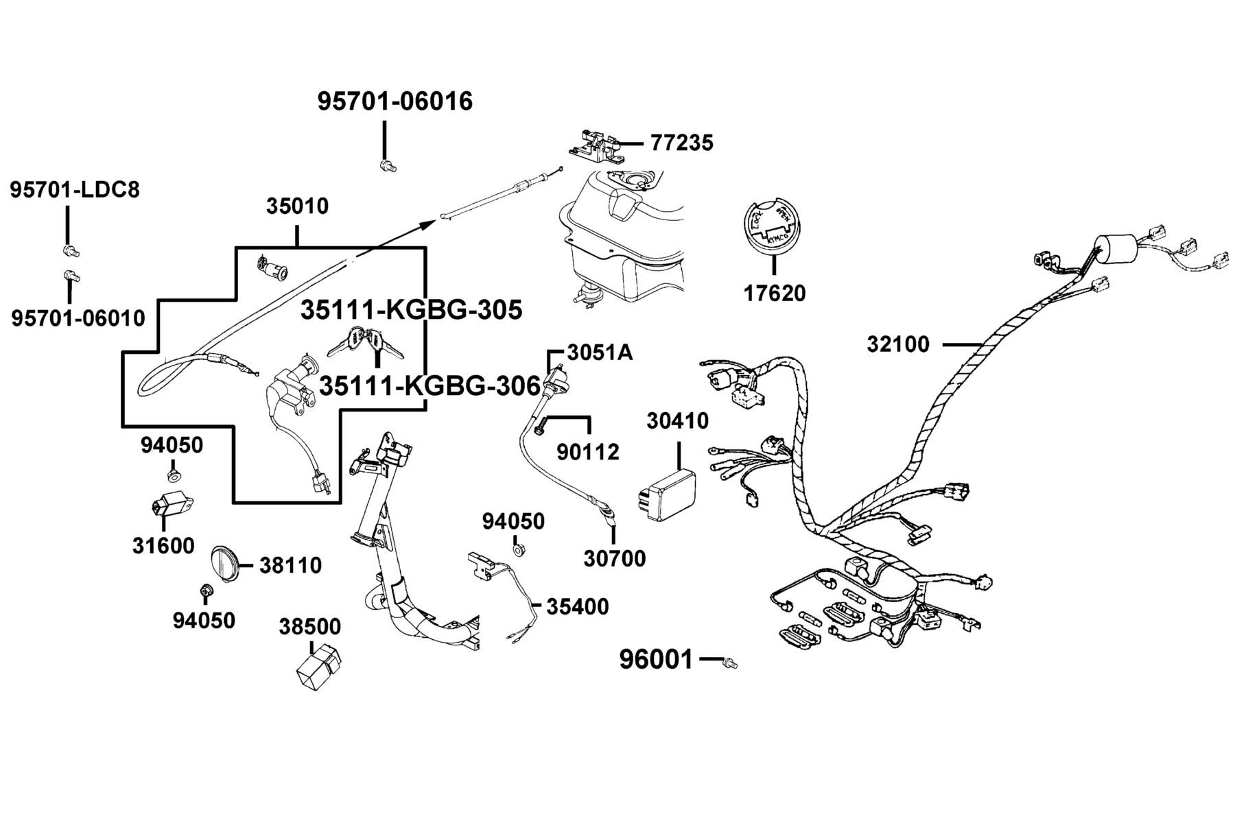 Agility 50 MY2023 Wire Harness parts diagram
