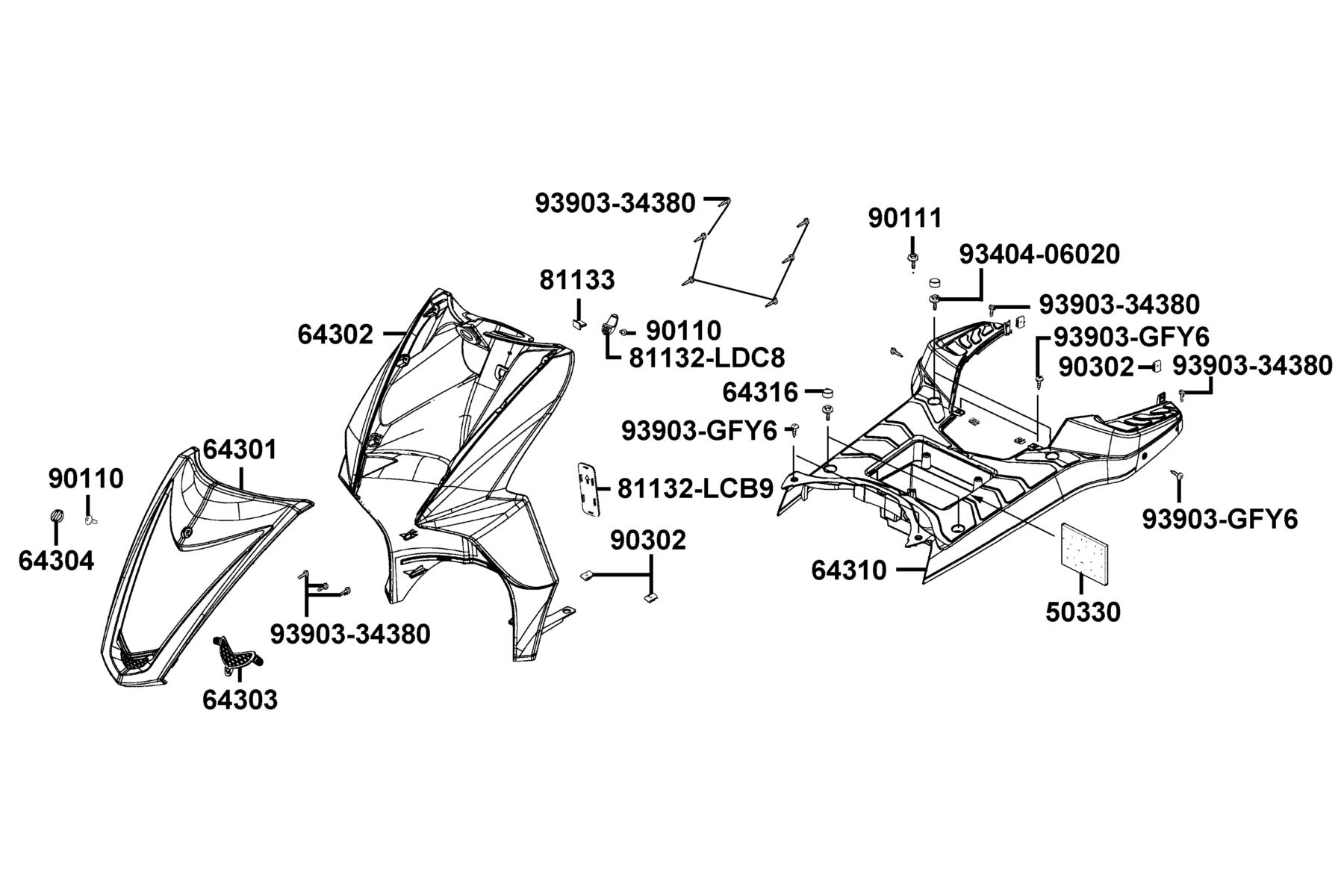 SUPER 8 150 Front Cover ● Front Fender parts diagram
