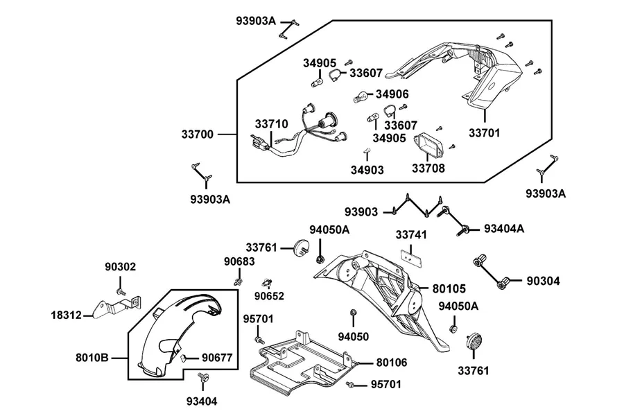 F18 Tail Light and Rear Fender parts diagram