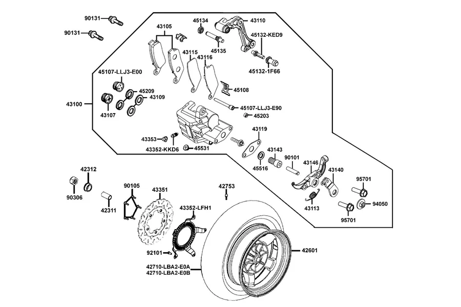F08 Rear Wheel parts diagram