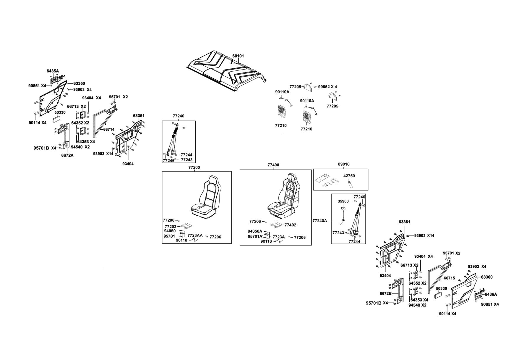 UXV 700i LE (2024MY) Seat parts diagram