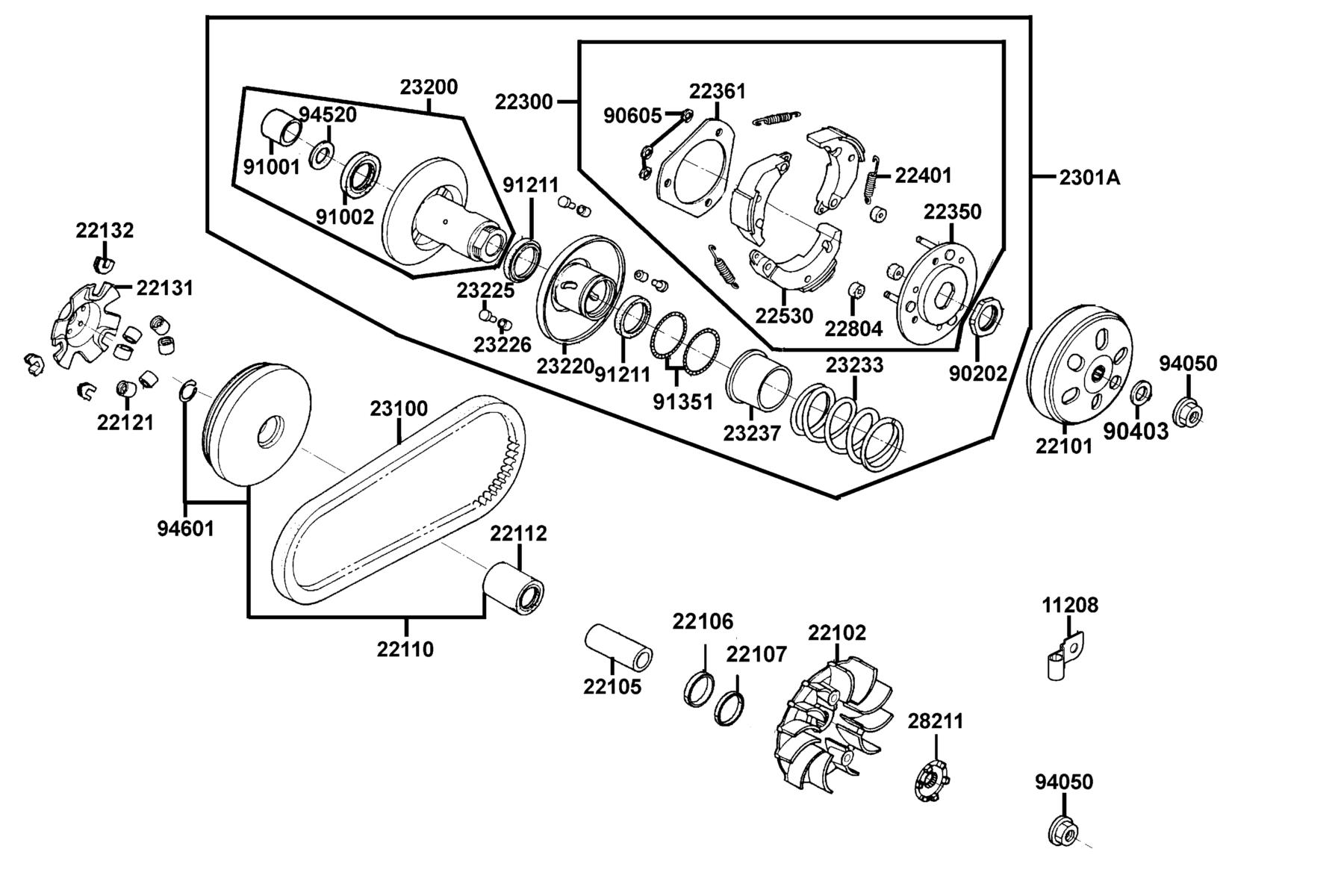 MXU 150 (2016~) Driven Pulley parts diagram