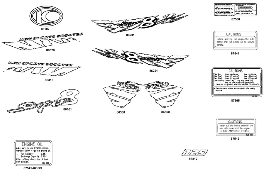 F22 Emblem and Stripe parts diagram