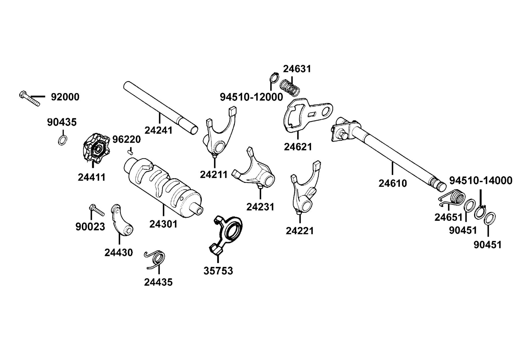 SPADE 150 FI(2018) Gearshift Drum●Gearshift Spindle parts diagram
