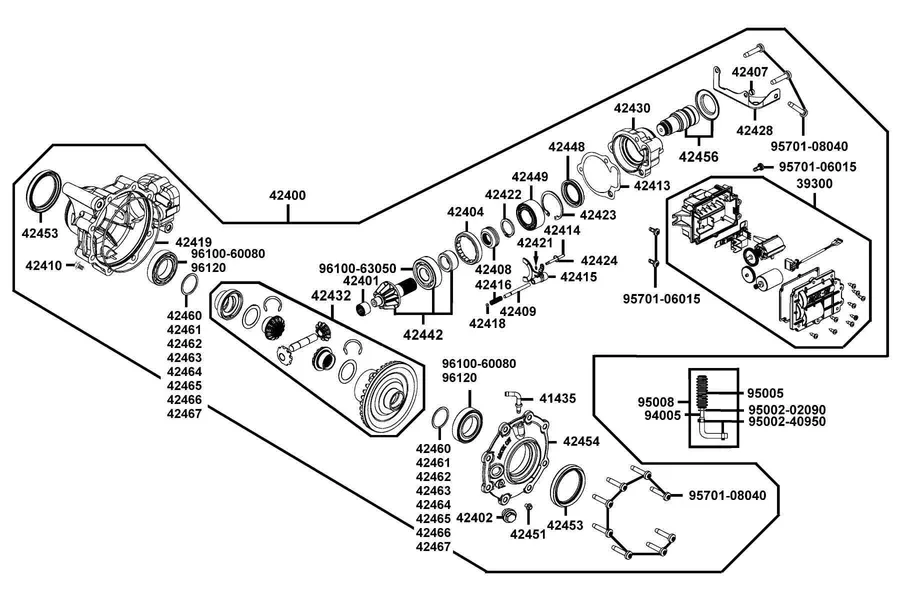 E09 Gear Case Front parts diagram