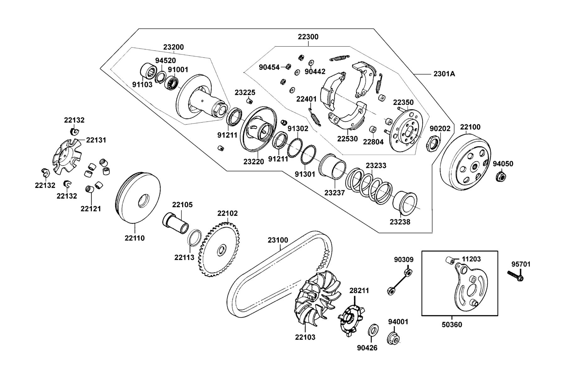 Mongoose 70 S (2016-2017) Driven Pulley parts diagram