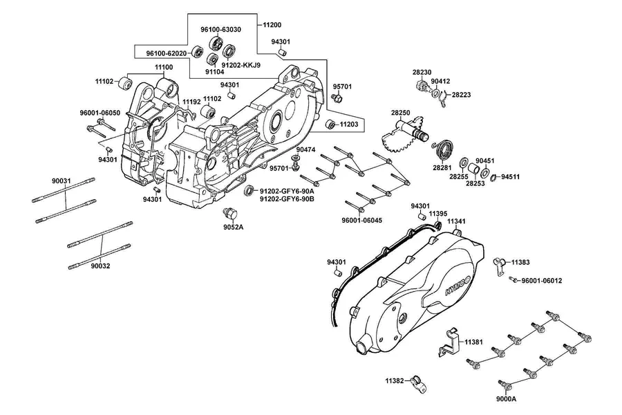E01 Crank Case parts diagram