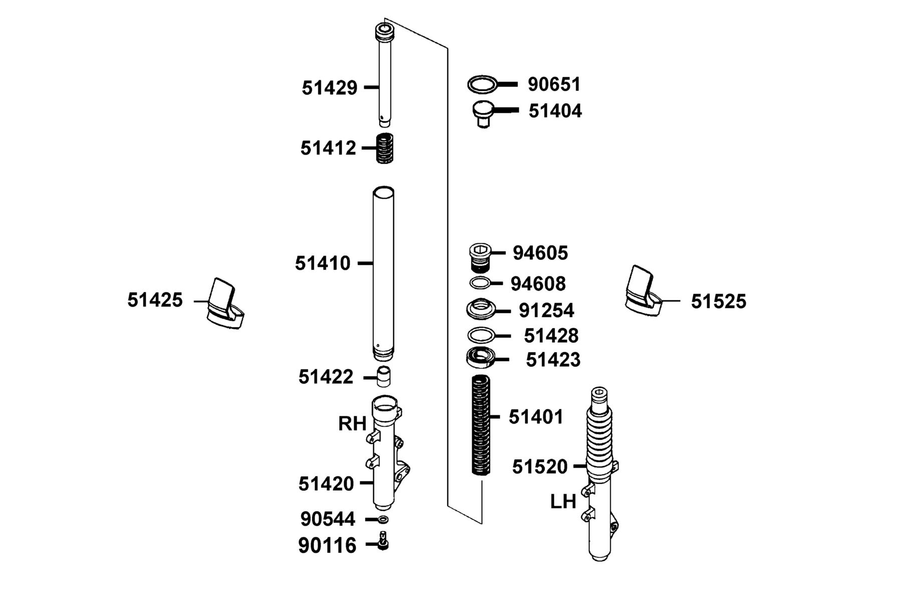 DOWNTOWN GT 350 Separated Parts Of Fr Fork parts diagram