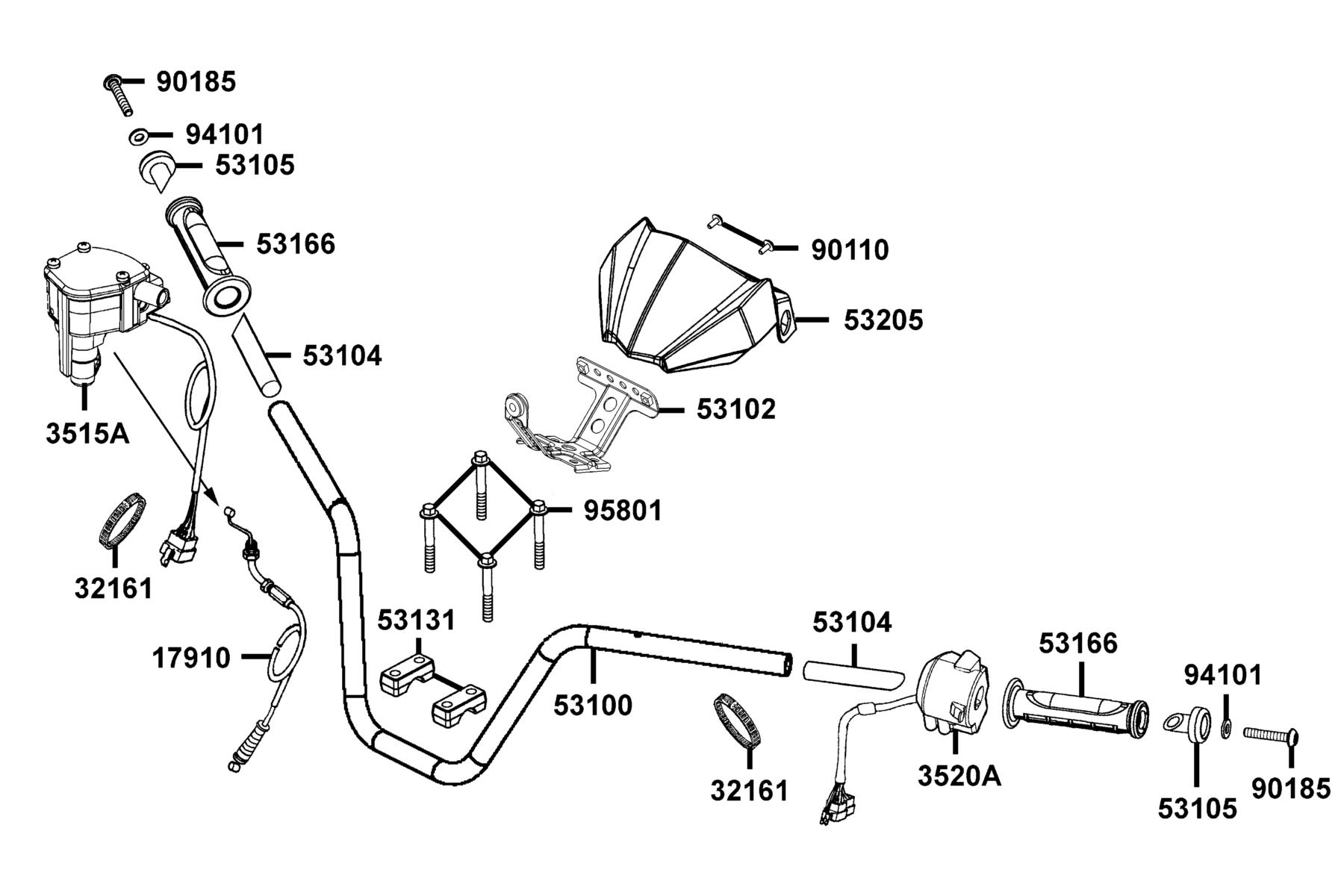 MXU 450i (2024) Tube Handlebar parts diagram