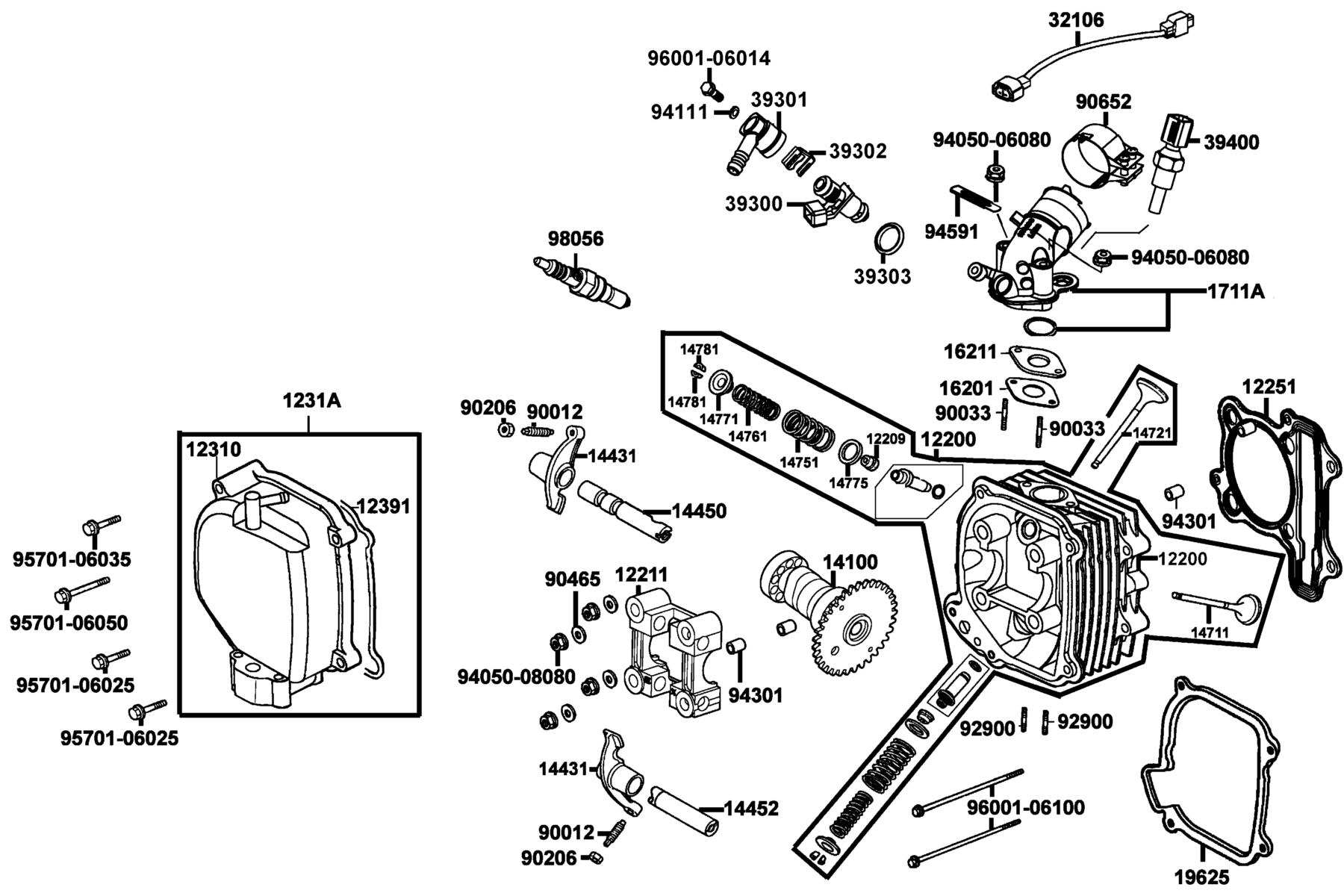 KYMCO LIKE 200 LX (2012+) Cylinder Head parts diagram