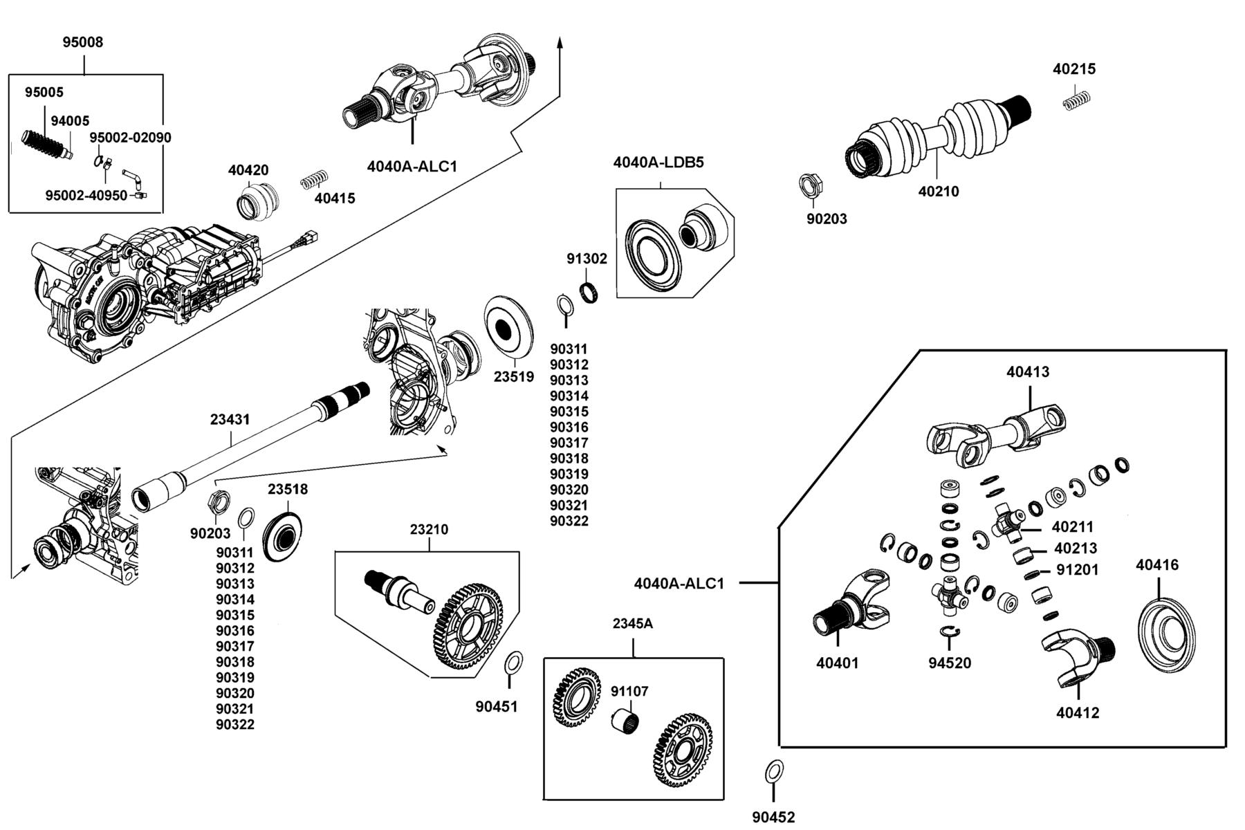 MXU 500i (4X4/IRS) (2016~) Shaft Reduction parts diagram