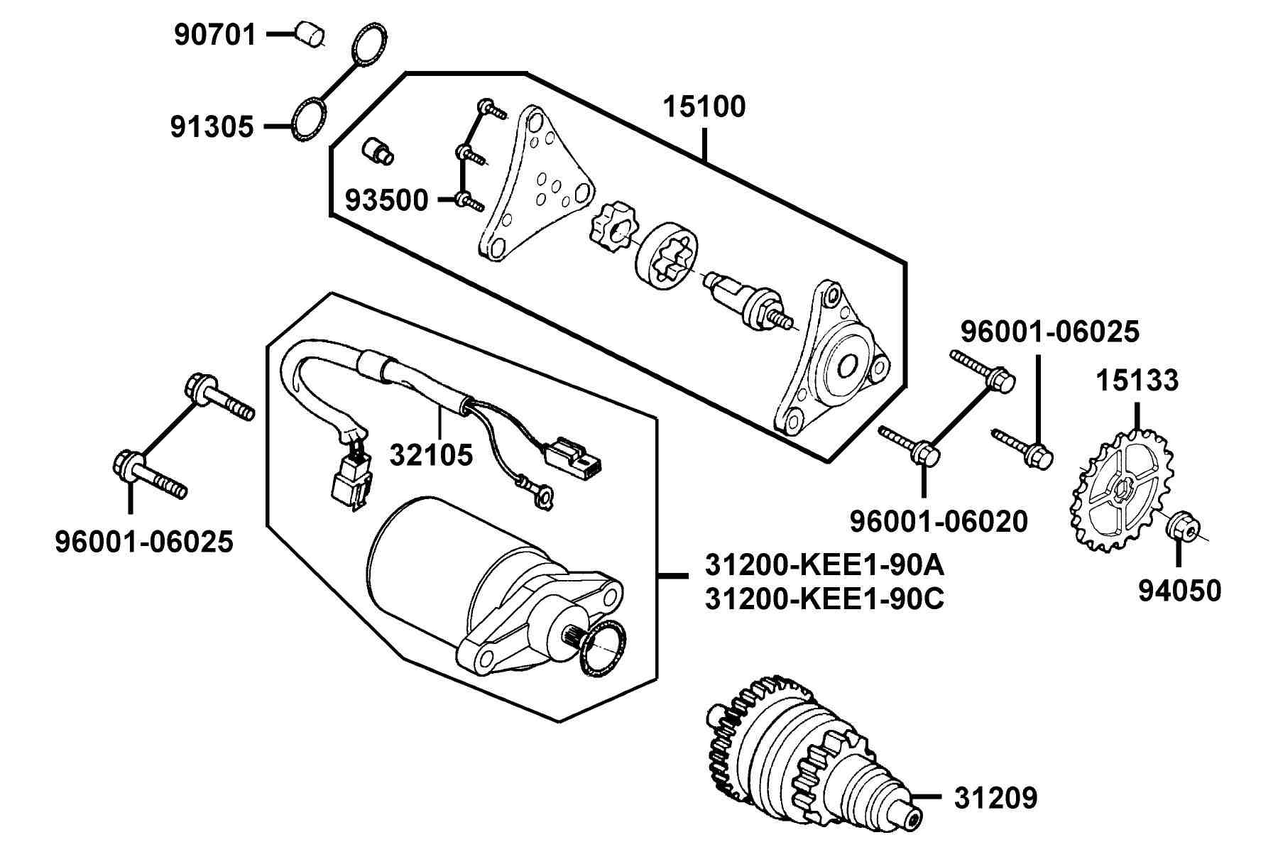 KYMCO PEOPLE S 50 4T (2007-2007) Starting Motor and Oil Pump parts diagram