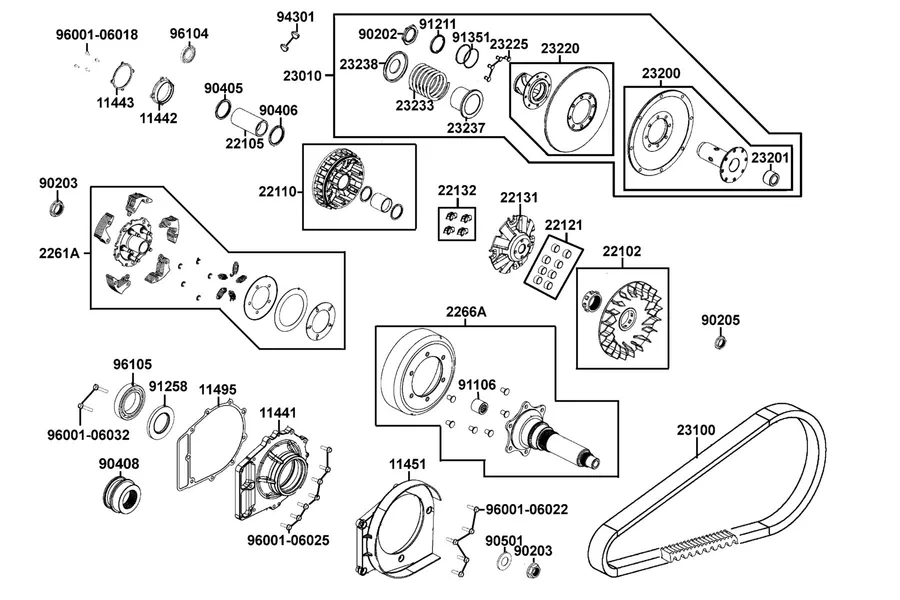 E05 Drive Pulley parts diagram