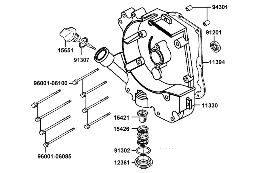 E04 Right Crankcase Cover parts diagram