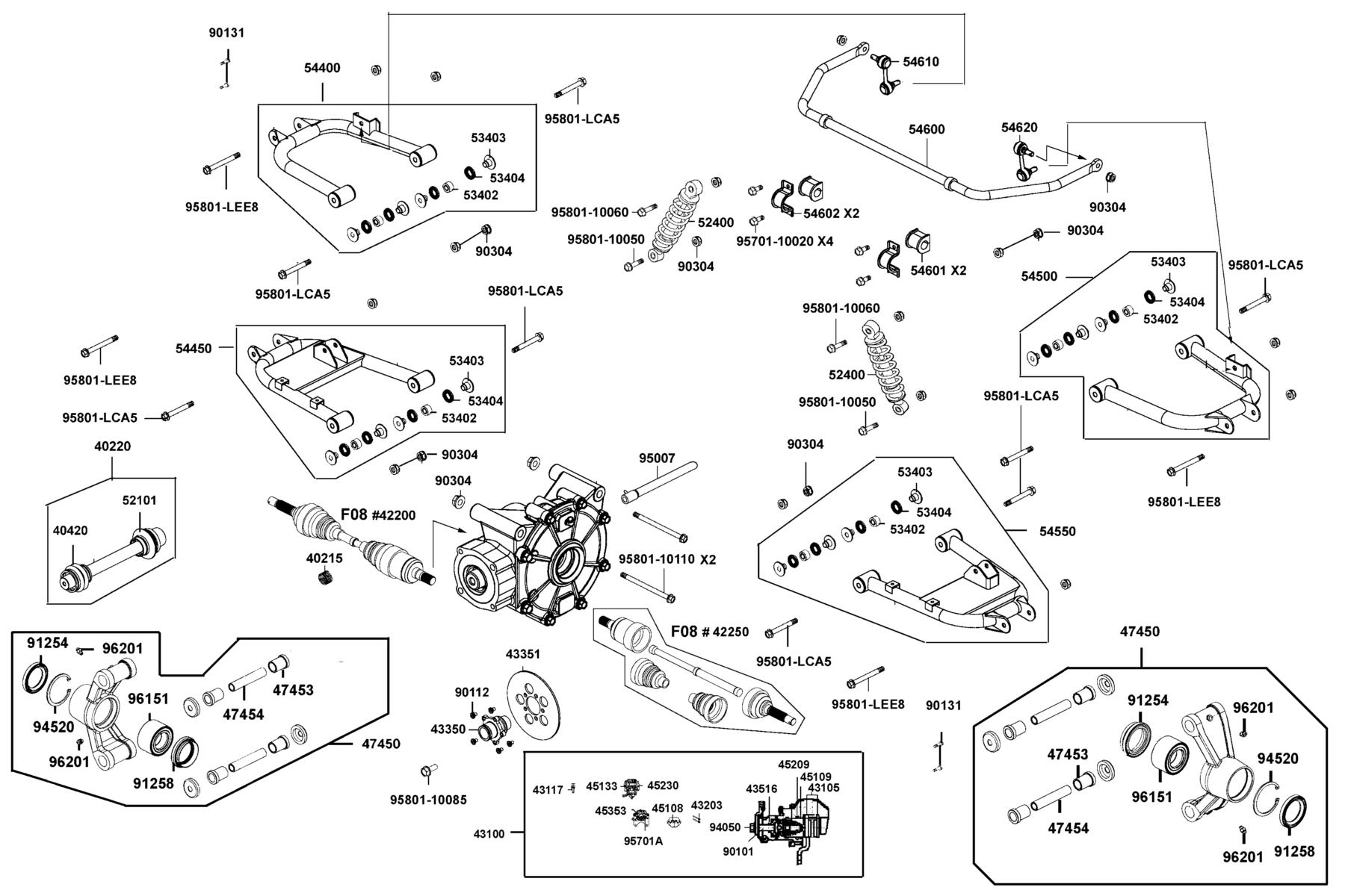 KYMCO UXV 450i (Off Road) (2015+) Cushion Rr and Disk Assy Rr Brake parts diagram