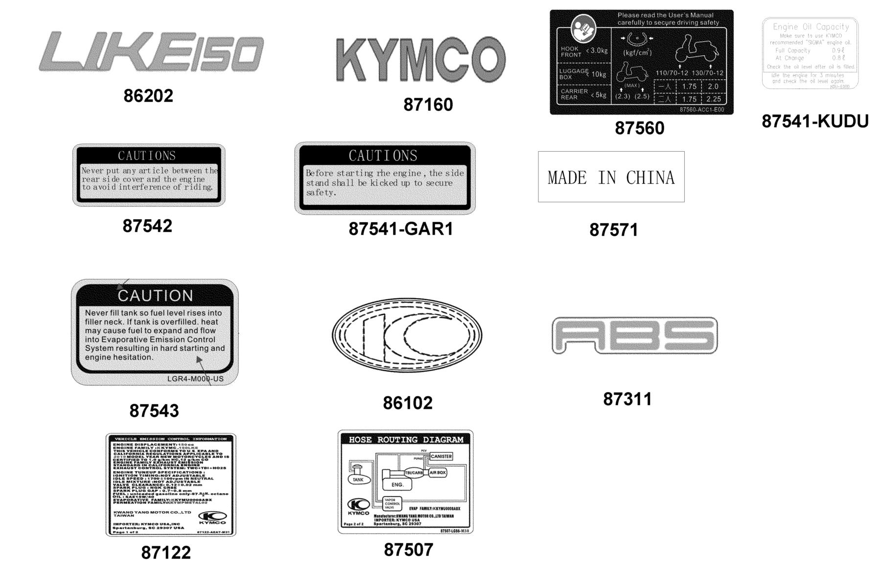 Like 150 Noodoe (2021) Emblem ● Stripe parts diagram