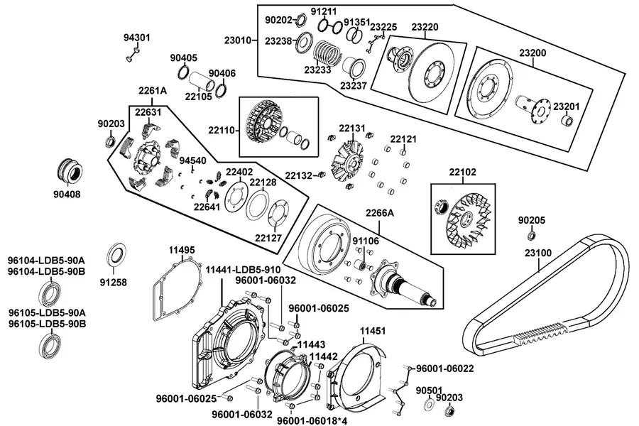 E05 Drive Pulley parts diagram