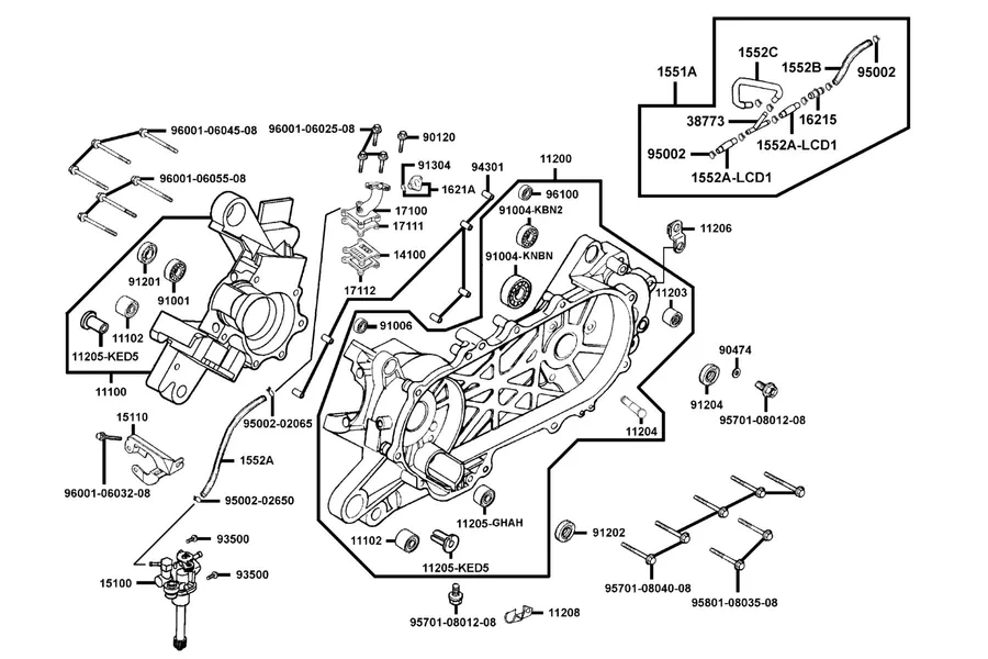 E09 Crankcase and Oil Pump parts diagram