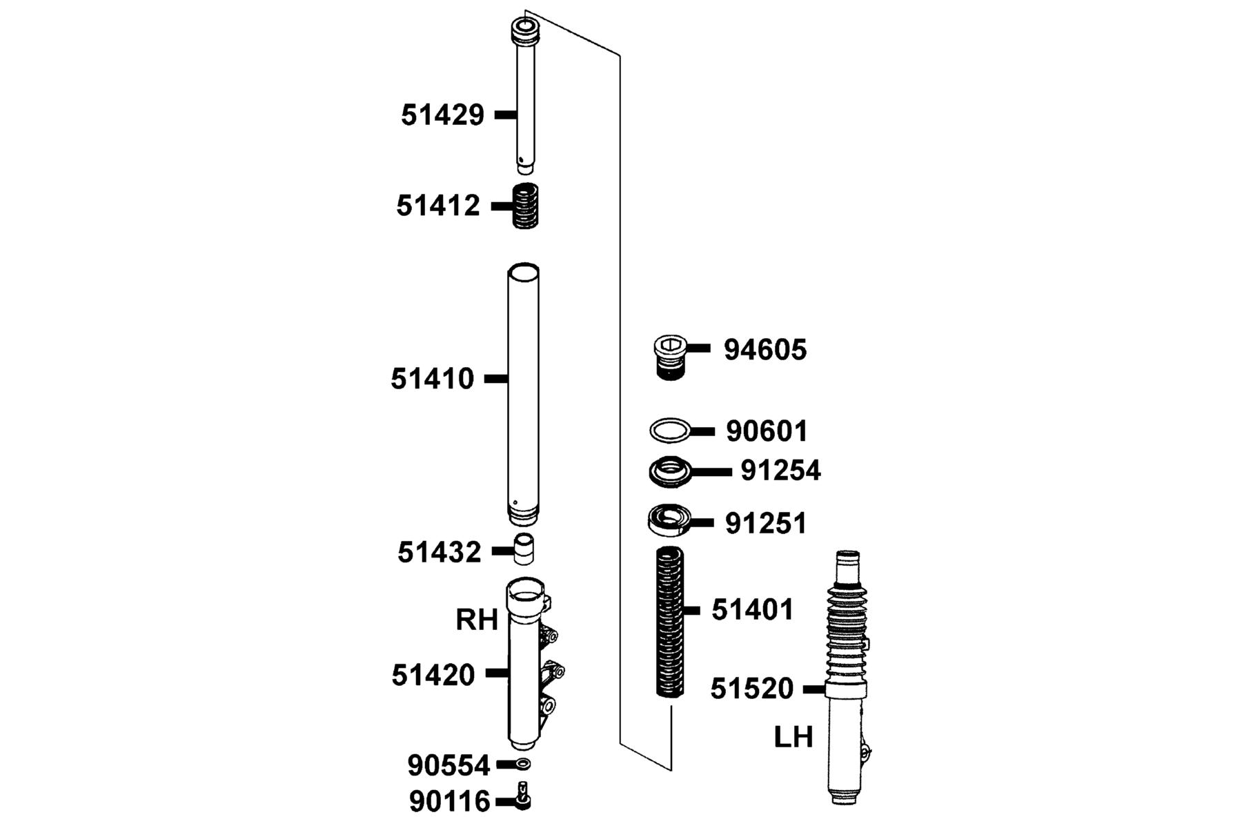 KYMCO COMPAGNO 50 (2013+) Separated Parts Of Fr Fork parts diagram