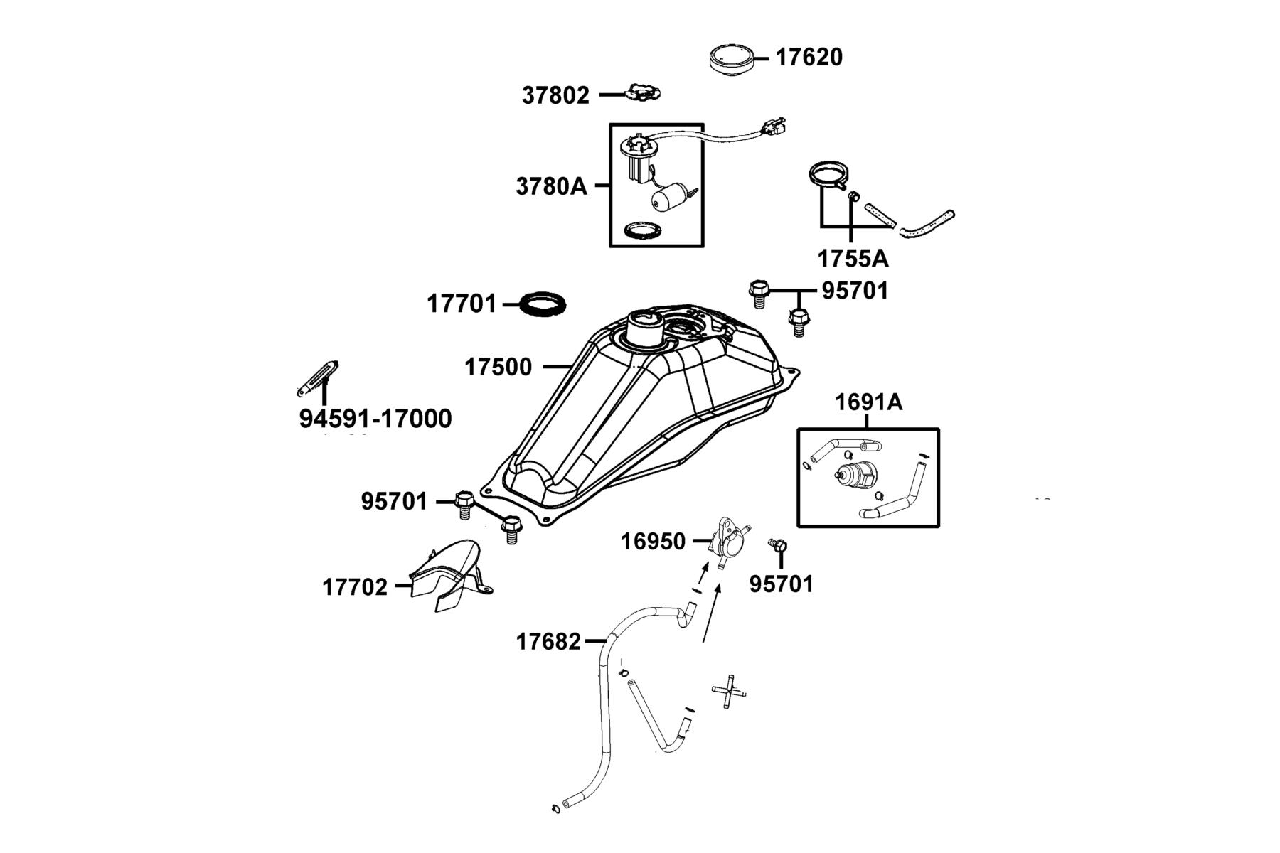 K-PIPE 125(2021) Fuel Tank parts diagram