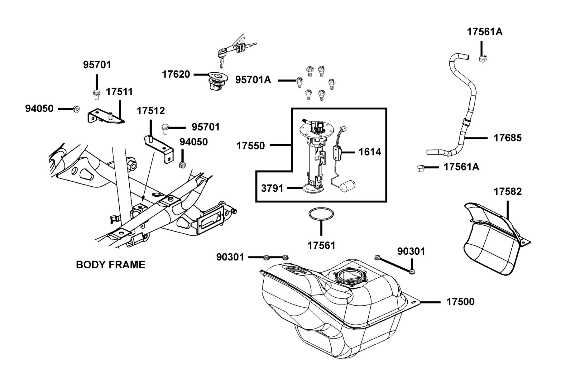 KYMCO XCITING 400i ABS (2018) Fuel Tank parts diagram