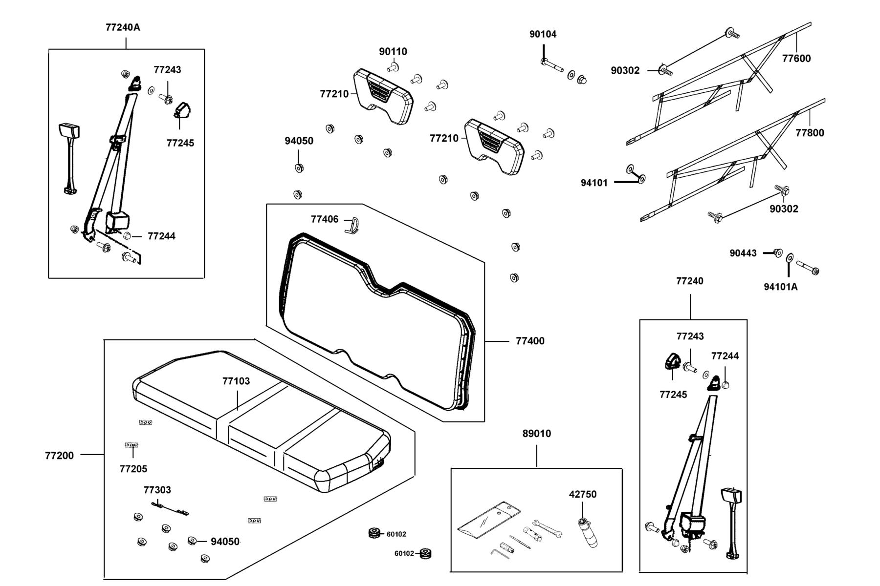 UXV 450i CAMO (2017~) Seat Assy parts diagram