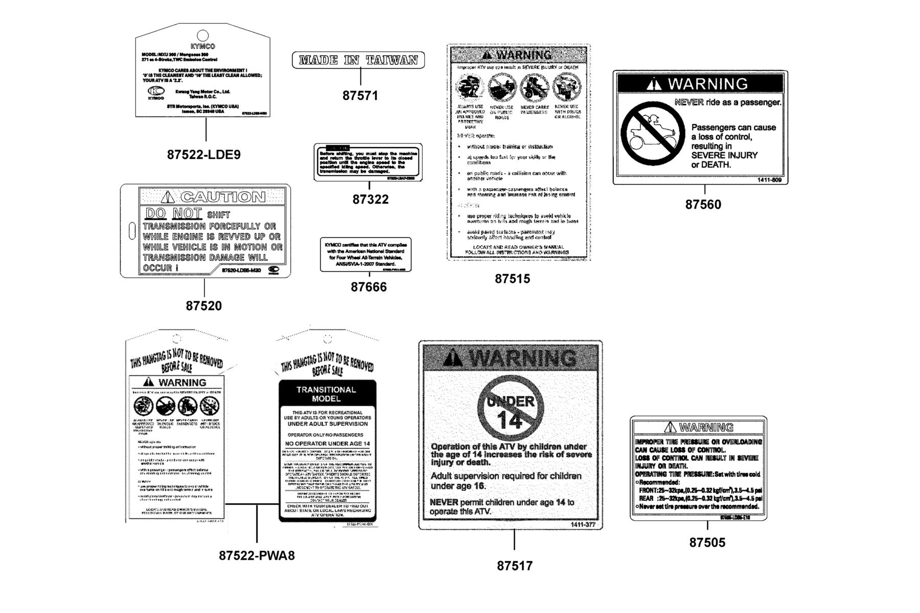 Mongoose 270 (2016~) Caution Label parts diagram