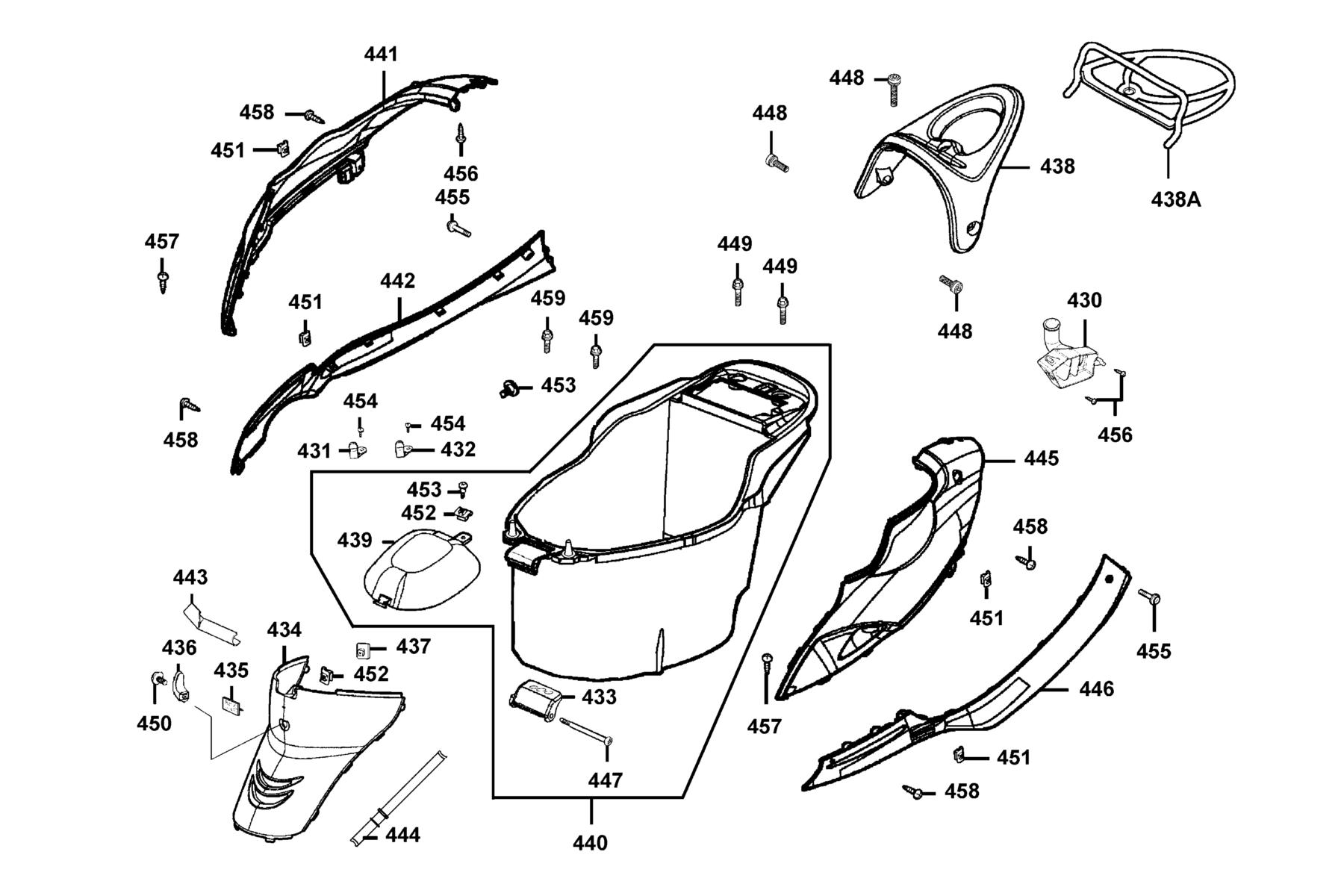 KYMCO FILLY 50 LX (2002-2004) Body Cover and Luggage Box parts diagram