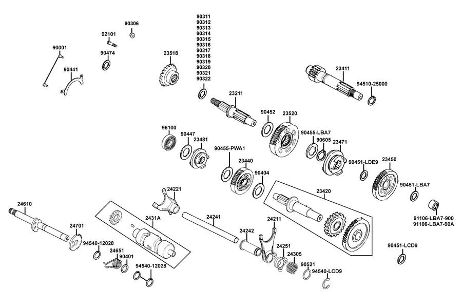 E08 Transmission parts diagram