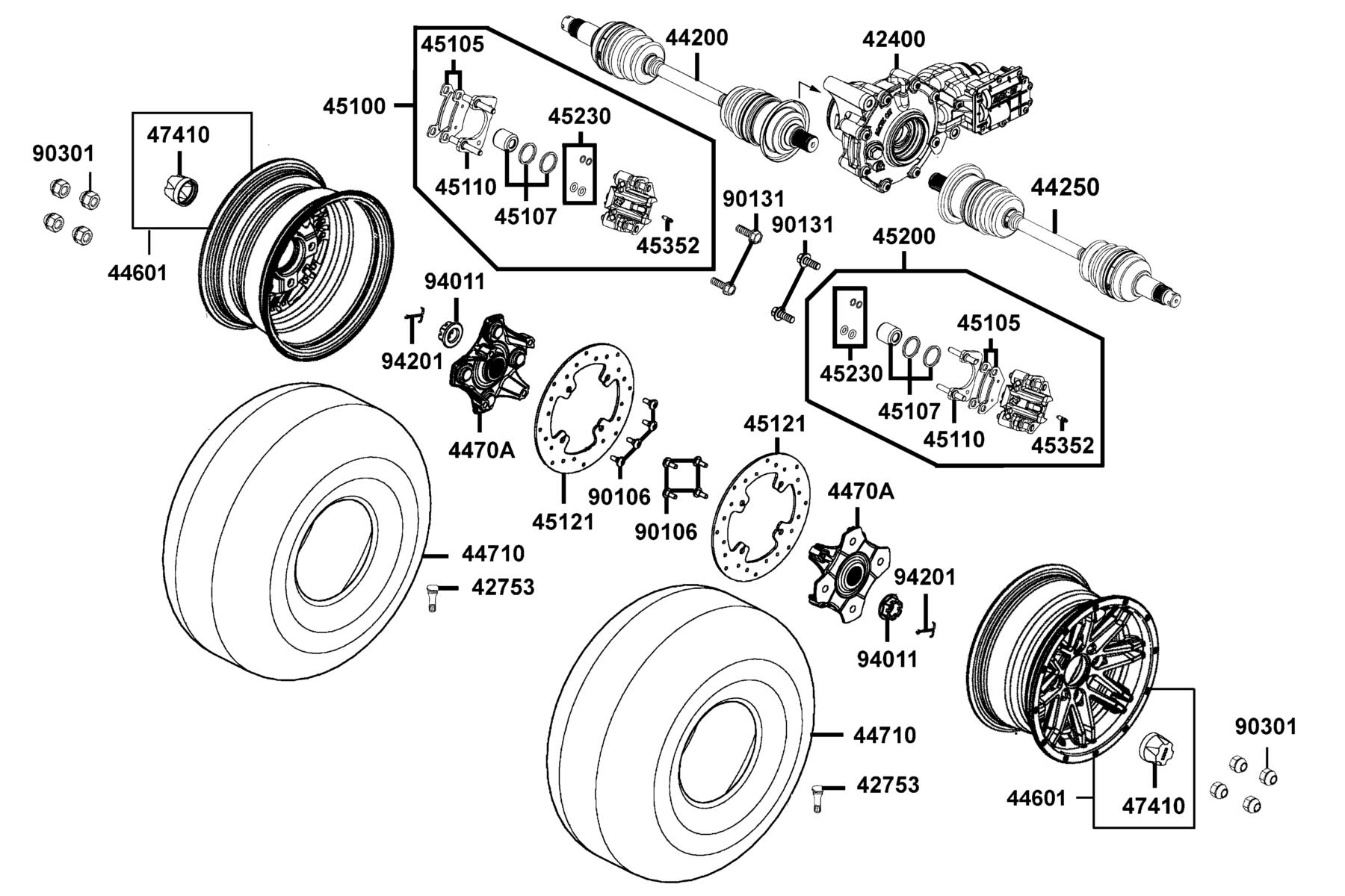 MXU 450i LE (2023) Front Wheel parts diagram
