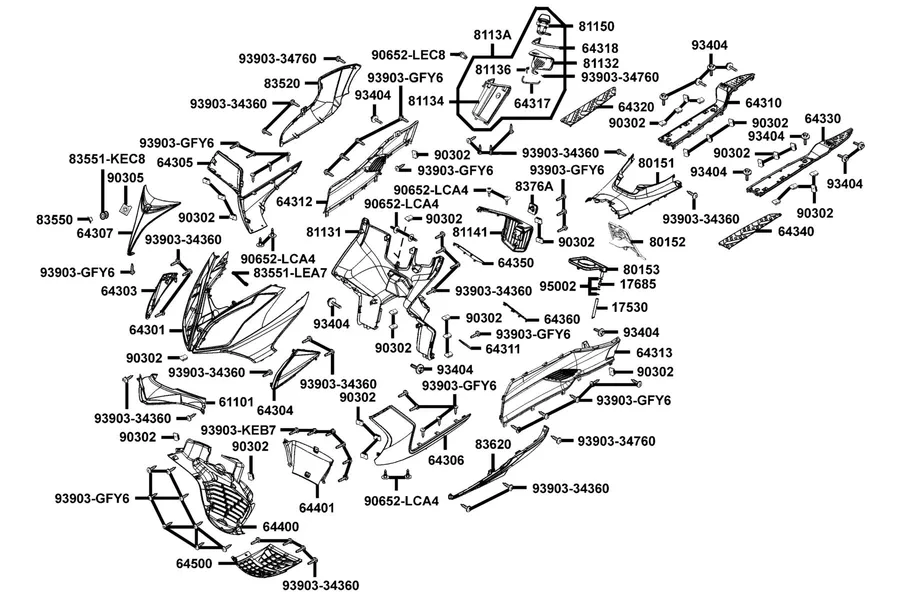 F05 Fender Front parts diagram