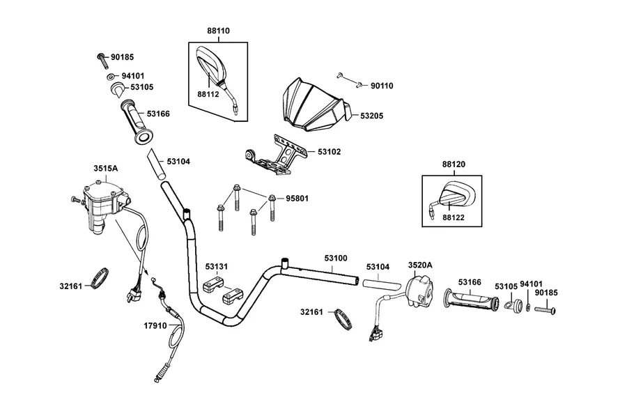 F03 Tube Handlebar parts diagram