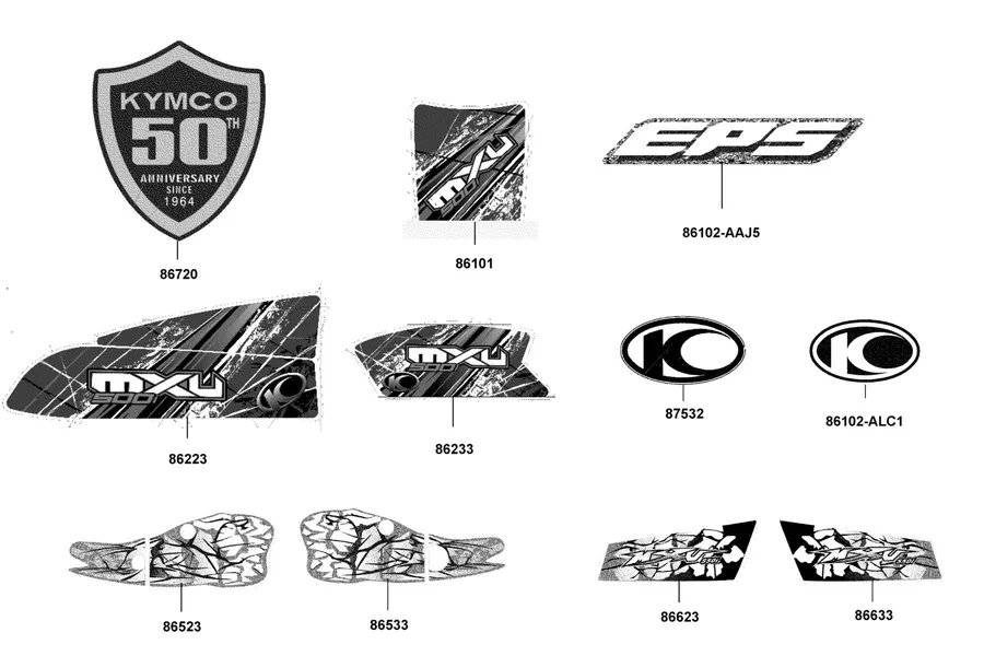F25 Emblem and Stripe parts diagram