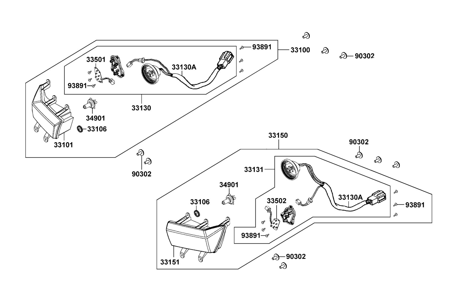 UXV 700(2021) Head Light parts diagram