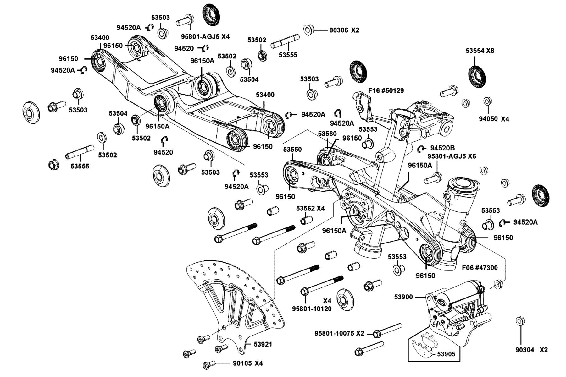 CV3 TILTING ARM ASSY LWR FR parts diagram